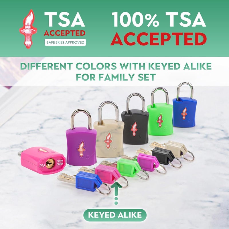 dwoyow Luggage Lock TSA Approved with Key and Luggage Tags, TSA Approved Lock for Travel, Suitcase Lock with ABS Around, Suit for Backpack,Laptop Bag,Locker 6 Pack Color Mixed - Image 5